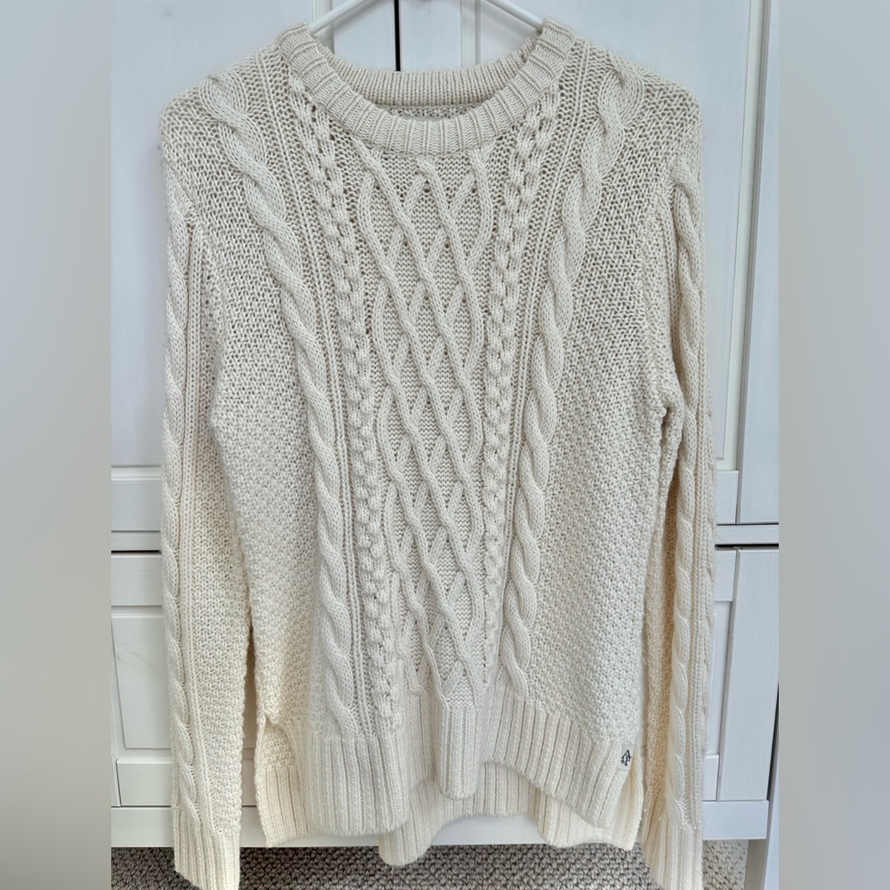 Abercrombie & Fitch Womens Cable Knit Sweater Cream Color